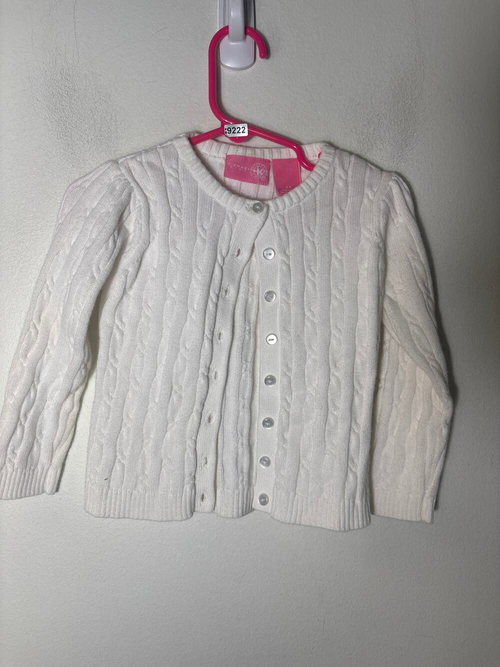 Girls VIntage J. Khaki Kids White Knit long Sleeve Sweater Sz 2T